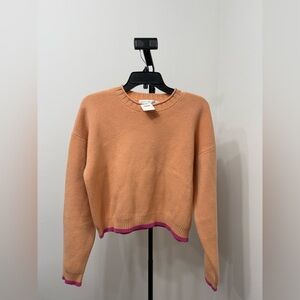 Altar'd State Cropped Peach Sweater with Pink Hem